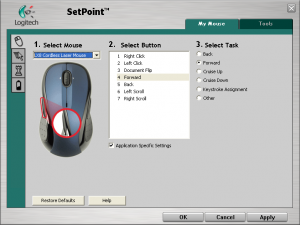 Logitech SetPoint Main Menu