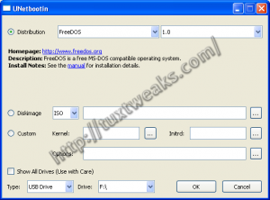 UNetbootin on Windows with FreeDOS