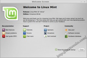 Mint 15 Welcome Screen