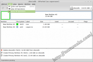 GParted Apply All Partitions